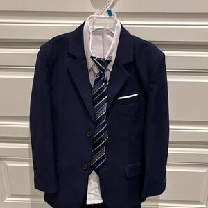 Navy Blue Boys 3 piece Suit with shirt and Tie